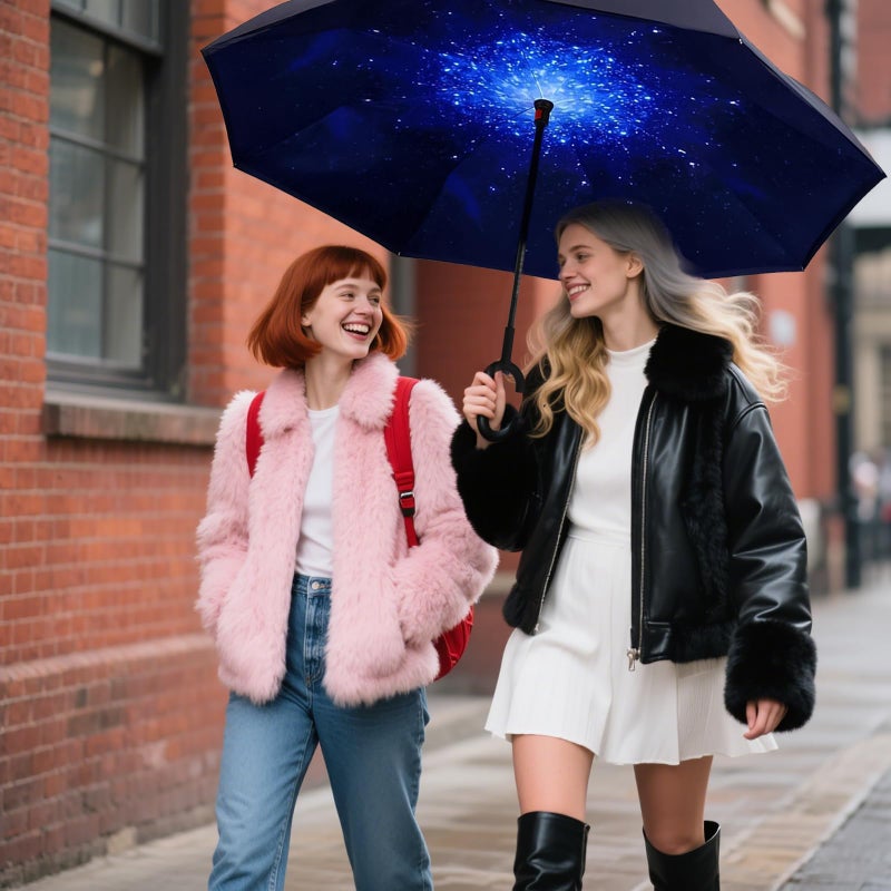 SIEPASA Spar. Saa Double Layer Inverted Umbrella with C-Shaped Handle, Anti-UV Waterproof Windproof Straight Umbrella for Car Rain Outdoor Use - Image 4